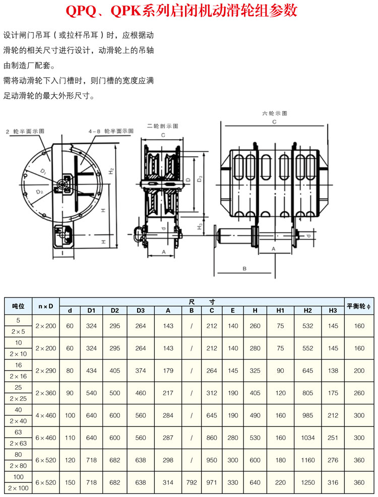 QPQ、QPK系列啟閉機(jī)動(dòng)滑輪組